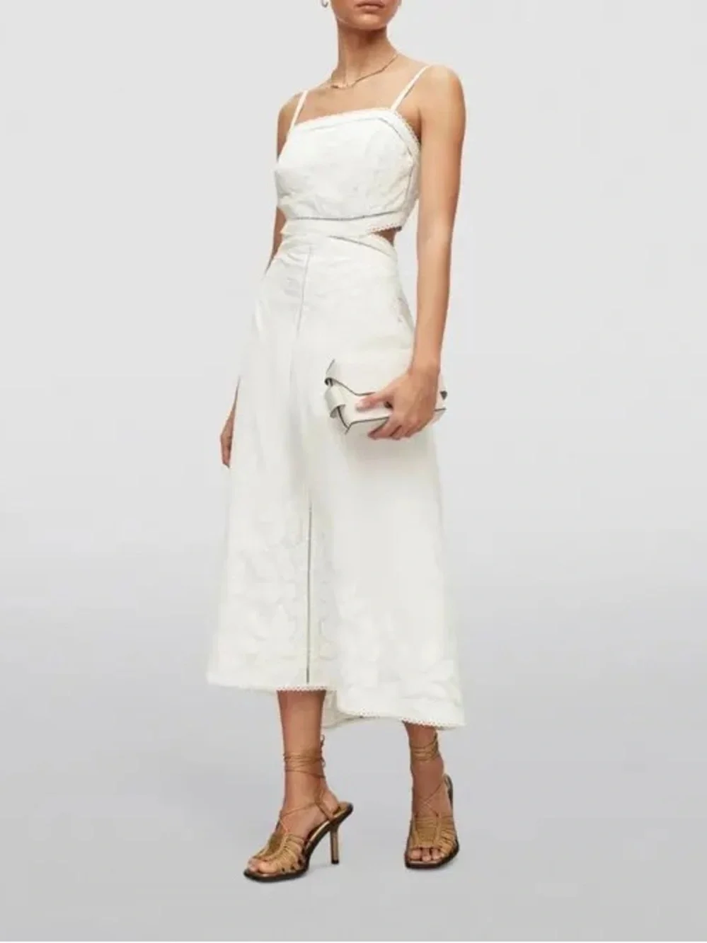 AllSaints Mala Broderie Dress Chalk White Size US 10 / UK 14 NWT - Picture 3 of 13